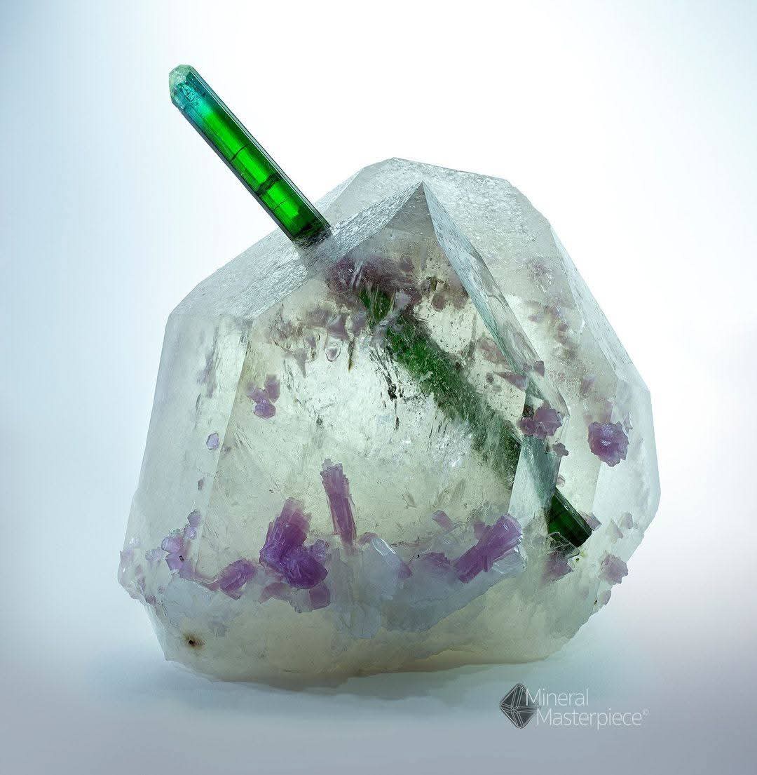 The Enchanting Elbaite Tourmaline with Quartz and Lepidolite: A Gemstone Masterpiece