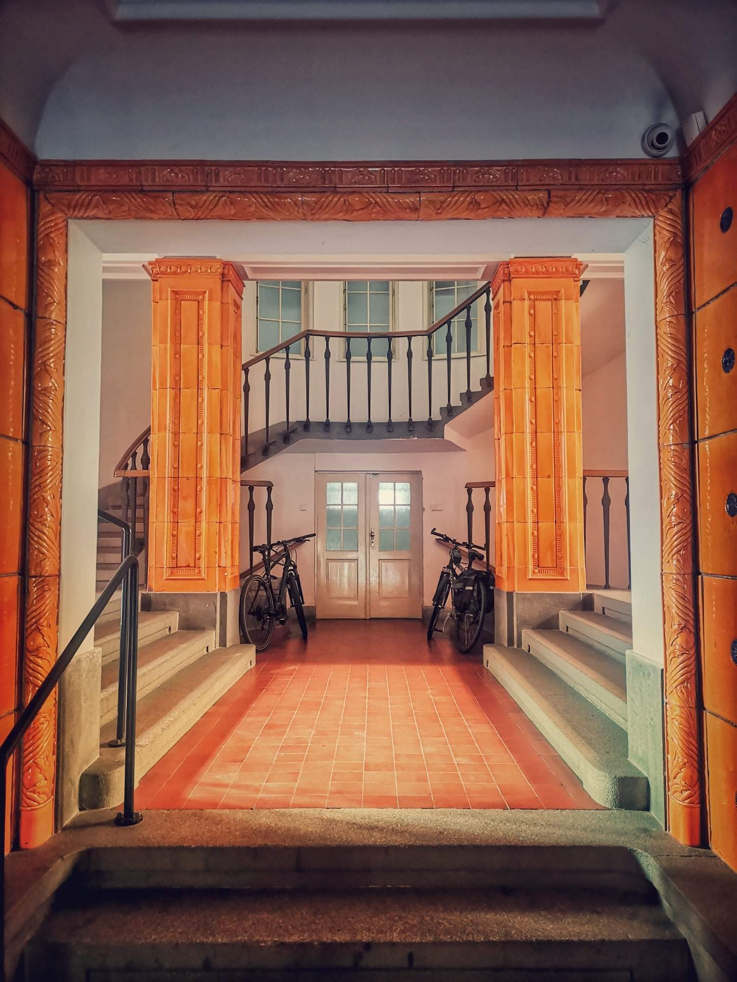 A Glimpse into the Stylish Foyer of an Apartment Building in Brno