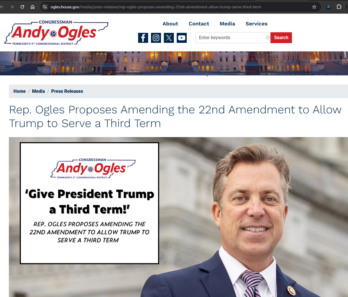 Rep Ogles believes Trump should have a third term... starting with a dictatorship on day one.