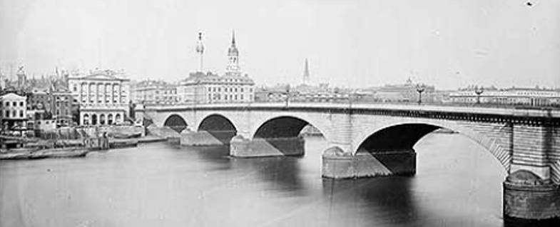 A Glimpse of the Old London Bridge in 1870 Before Its Move to Arizona