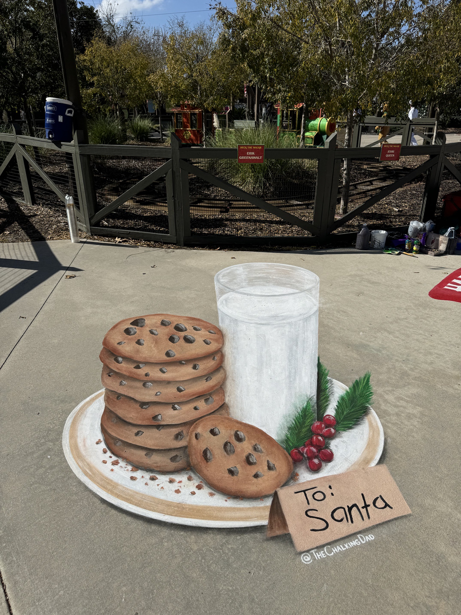 Deliciously Crafted 3D Chalk Art of Milk and Cookies