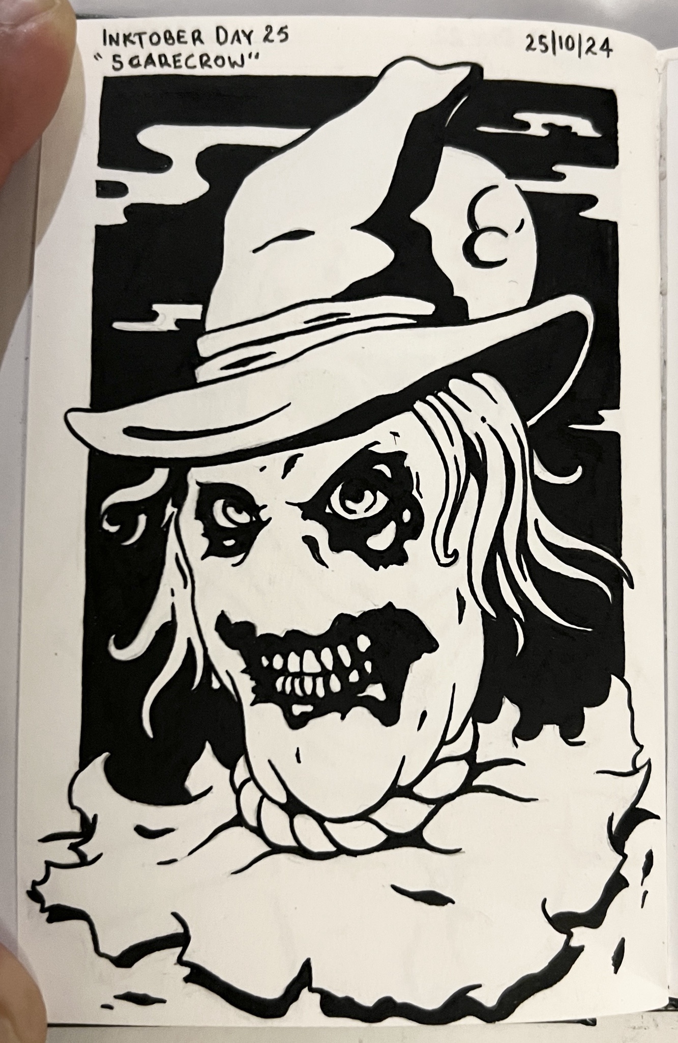 Inktober Day 25: Embracing the Eerie Essence of the Scarecrow