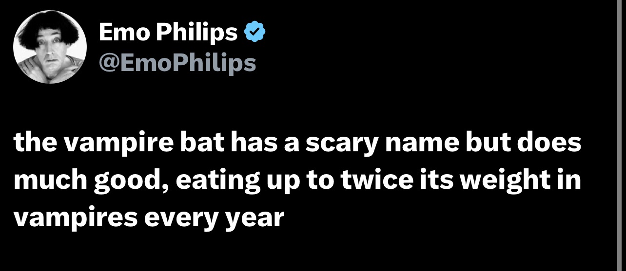 Emo Philips Shares His Thoughts on Vampire Bats