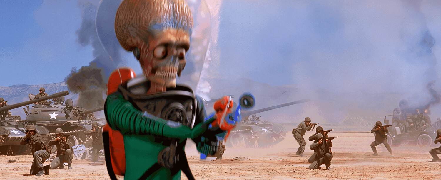 Jack Black meets a Martian in a cosmic showdown - just your average day!