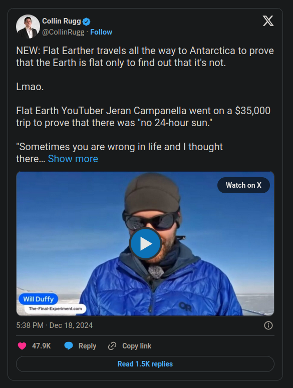 Flat Earther spends $37,000 only to unwittingly confirm the Earth is round
