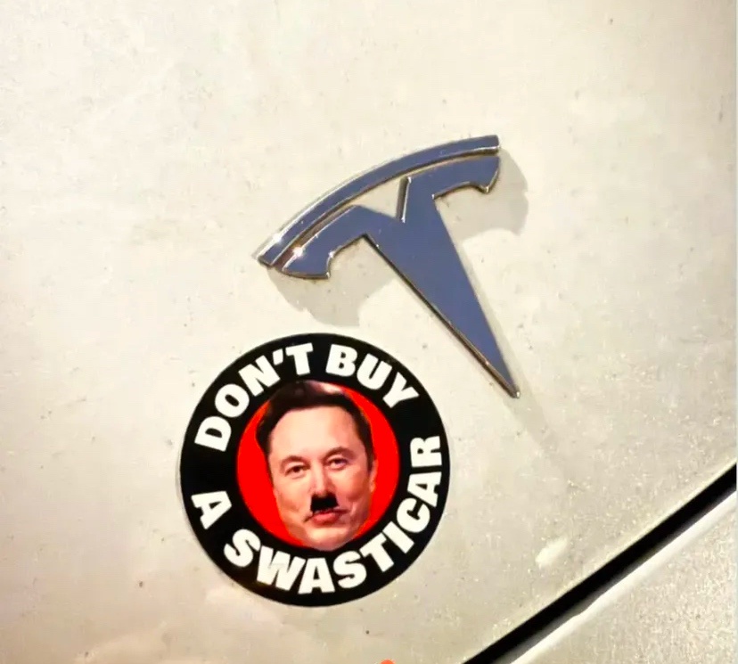 Imagine slapping a #swasticar sticker on every Tesla!