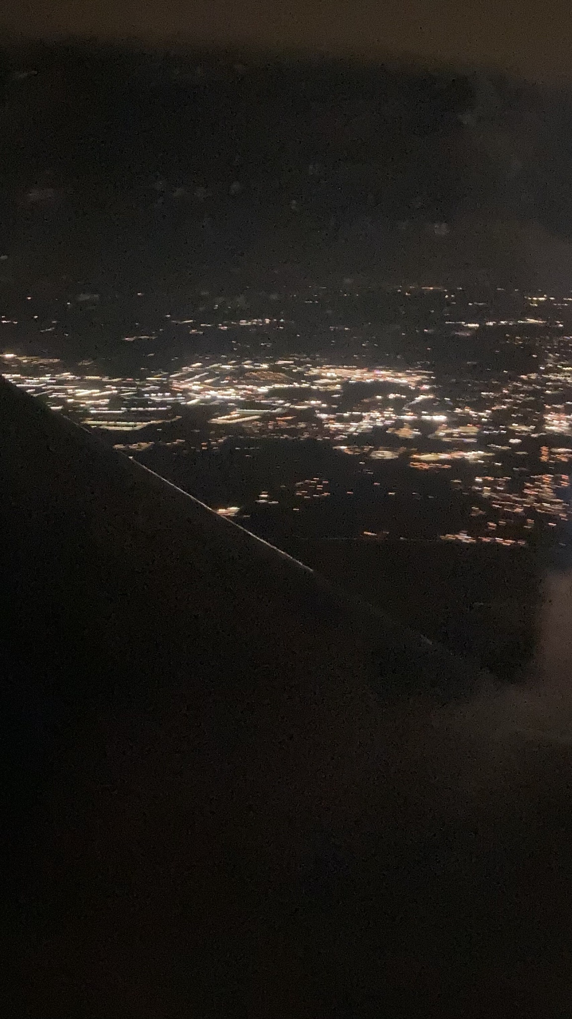 Soaring through the night skies on a flight