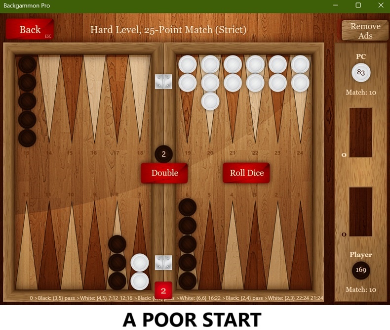 Challenging the Computer in a Game of Backgammon