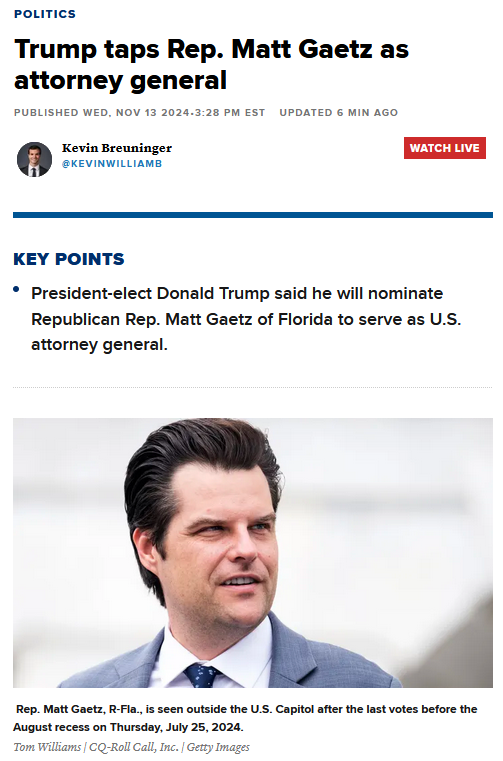 Gaetz Under Investigation: The USA is in Hot Water
