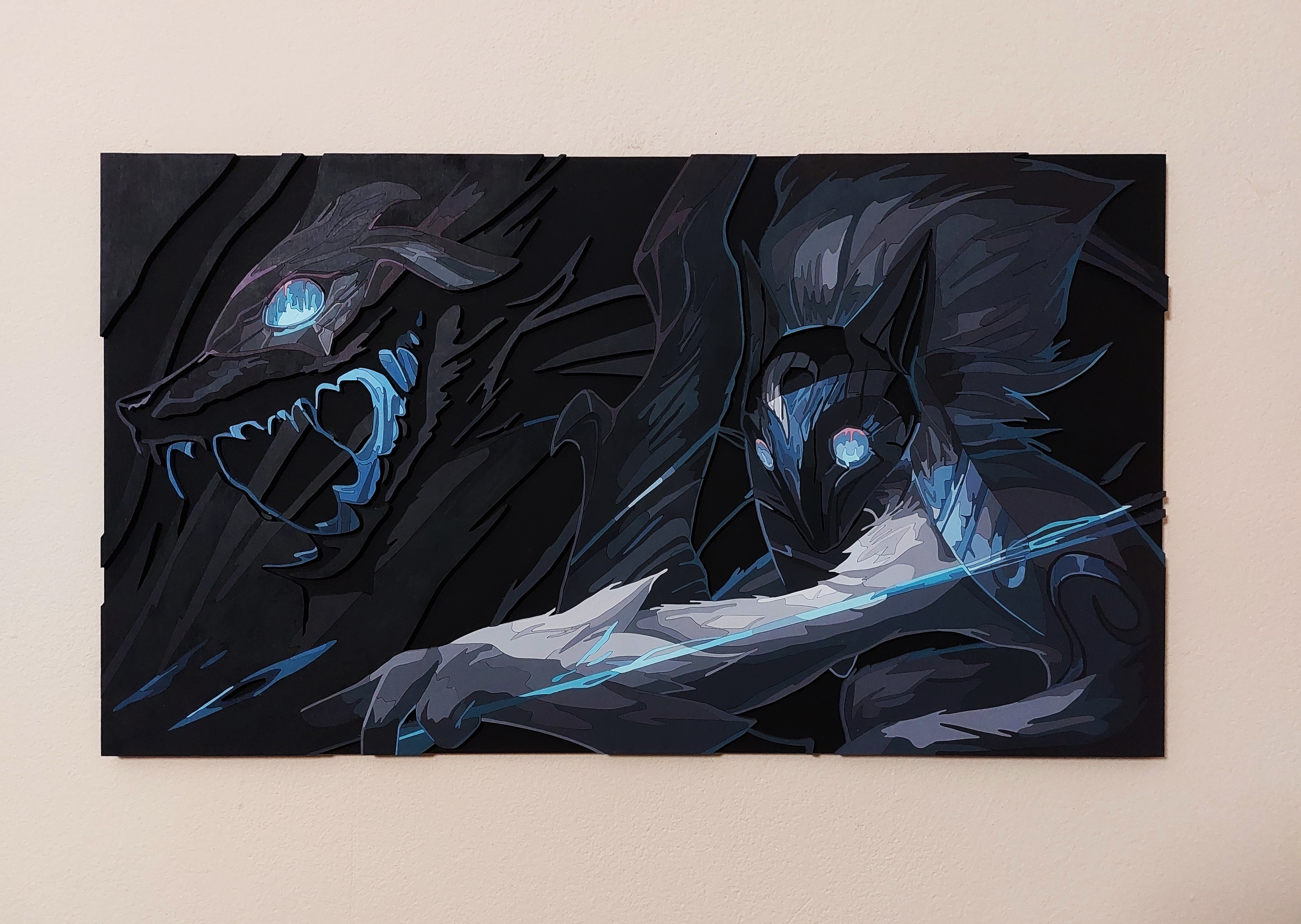 Check out my wooden wall art portrait of Kindred from League of Legends – I hope you enjoy it!