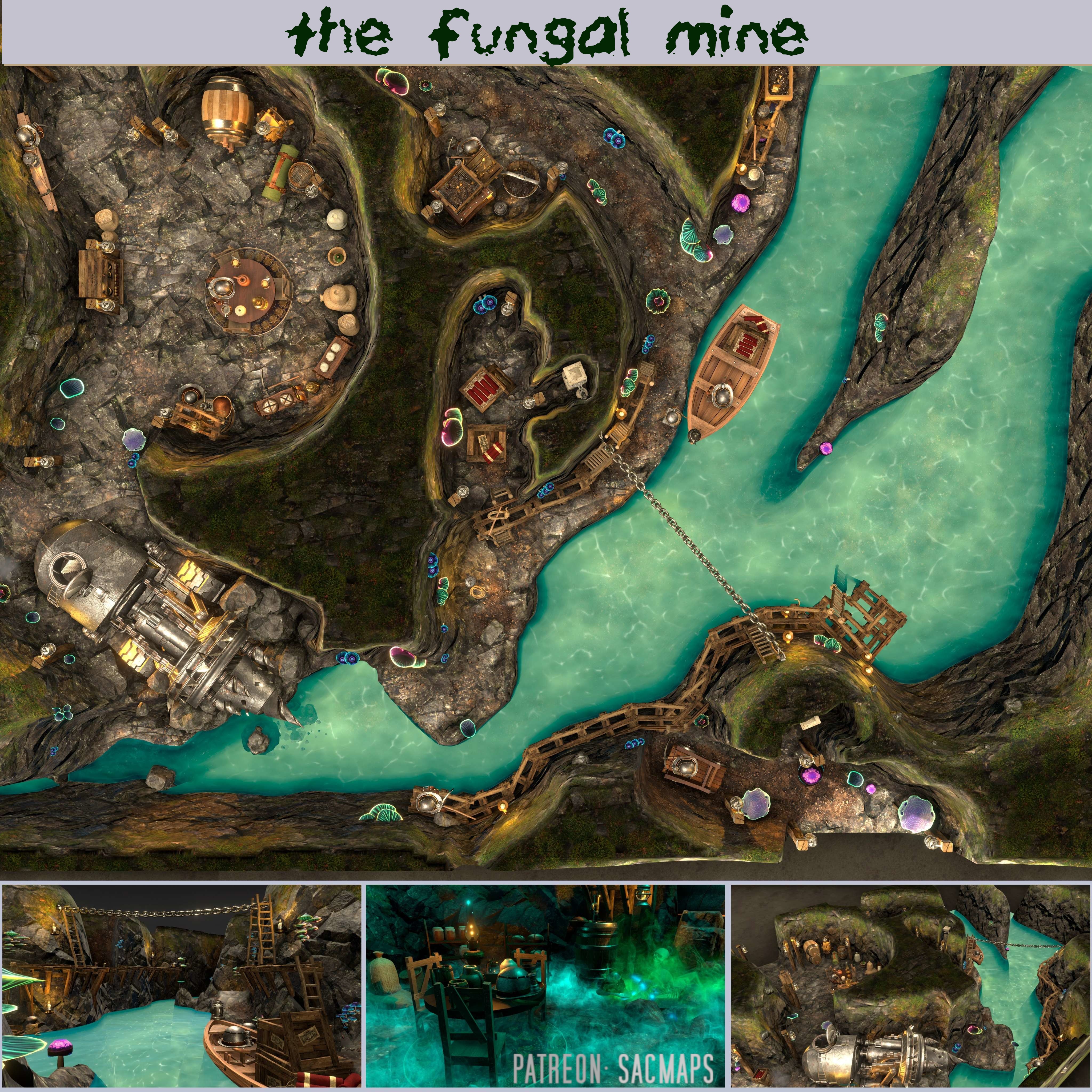 Explore The Fungal Mine: Free DnD and TTRPG Maps