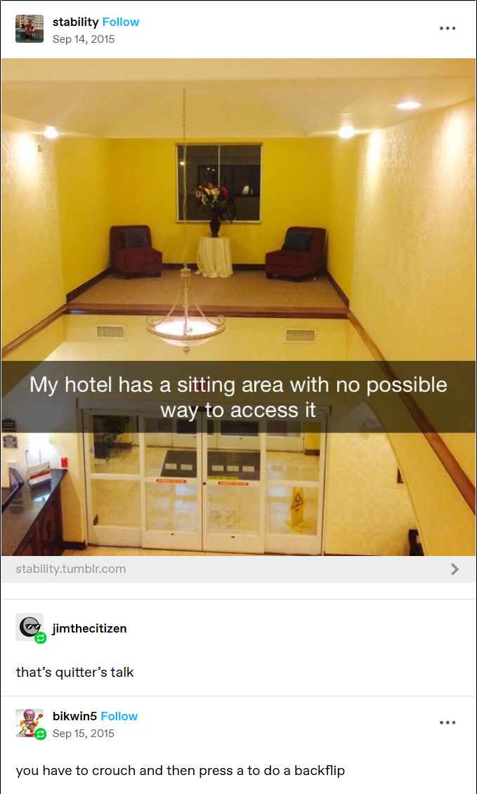 My Hotel Features an Unreachable Sitting Area