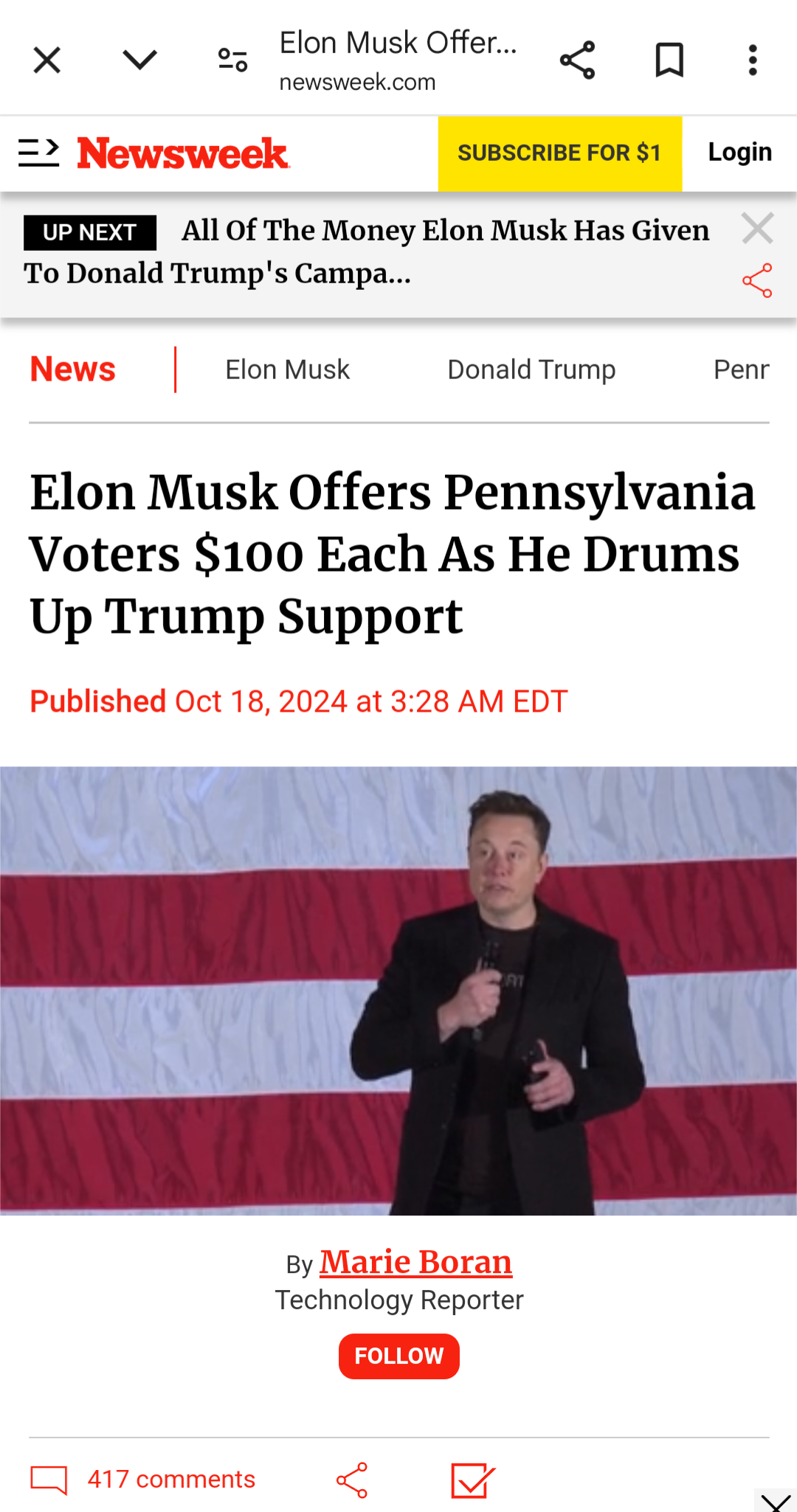 Elon Musk's Latest Attempt to Influence the Election