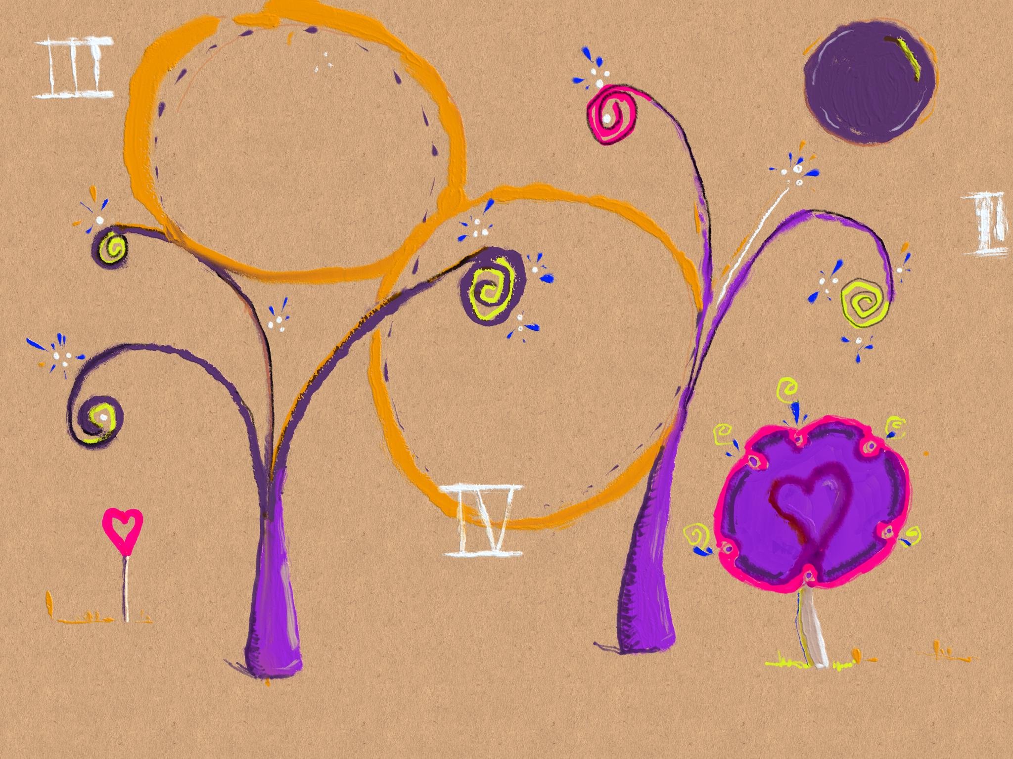 Artistic Expression - Abstract Circles and Hearts