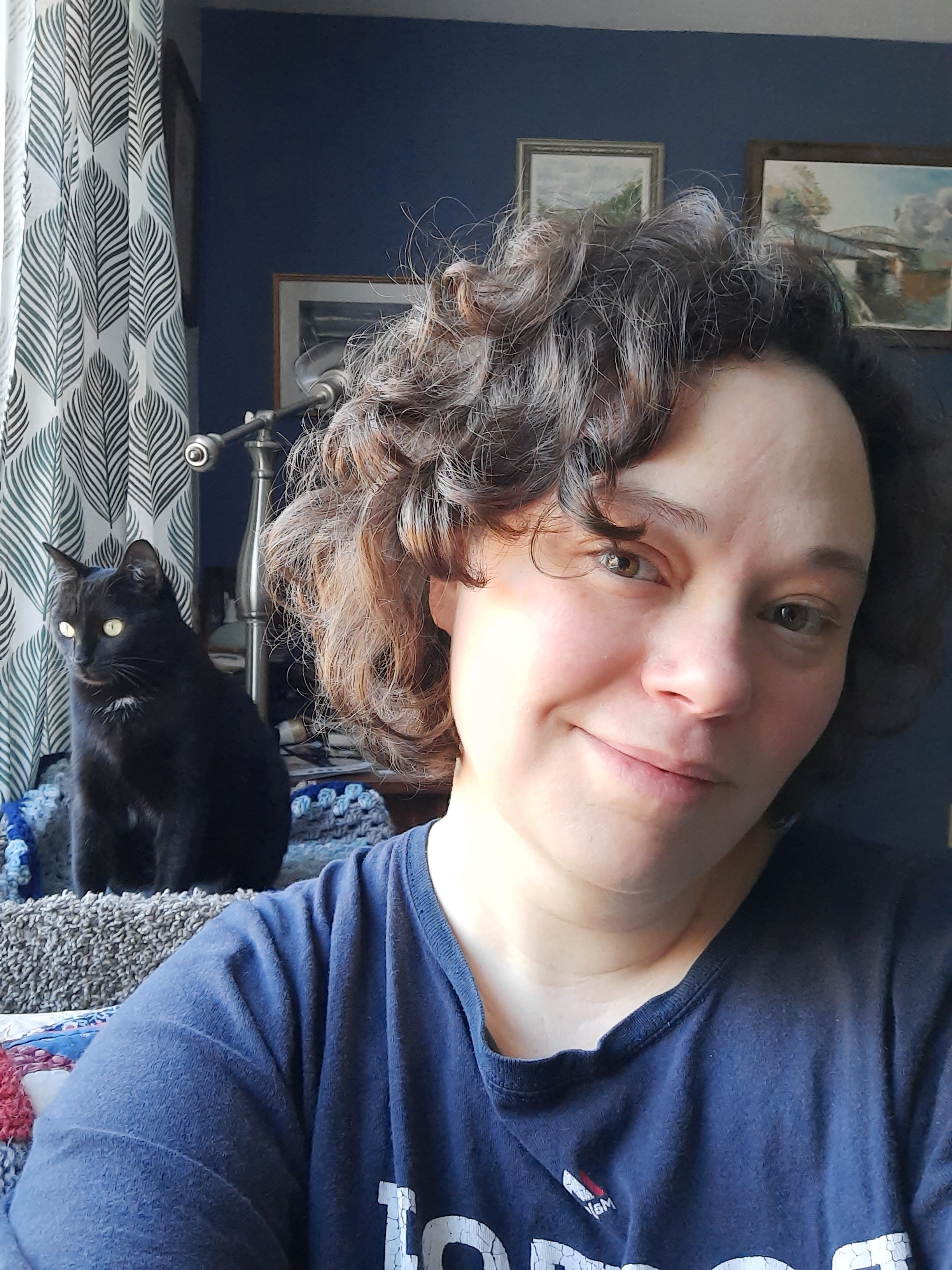 Just woke up and captured this messy-haired selfie!