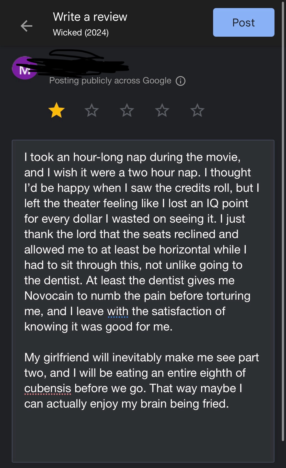 Stumbled upon this hilarious review – can't stop laughing!