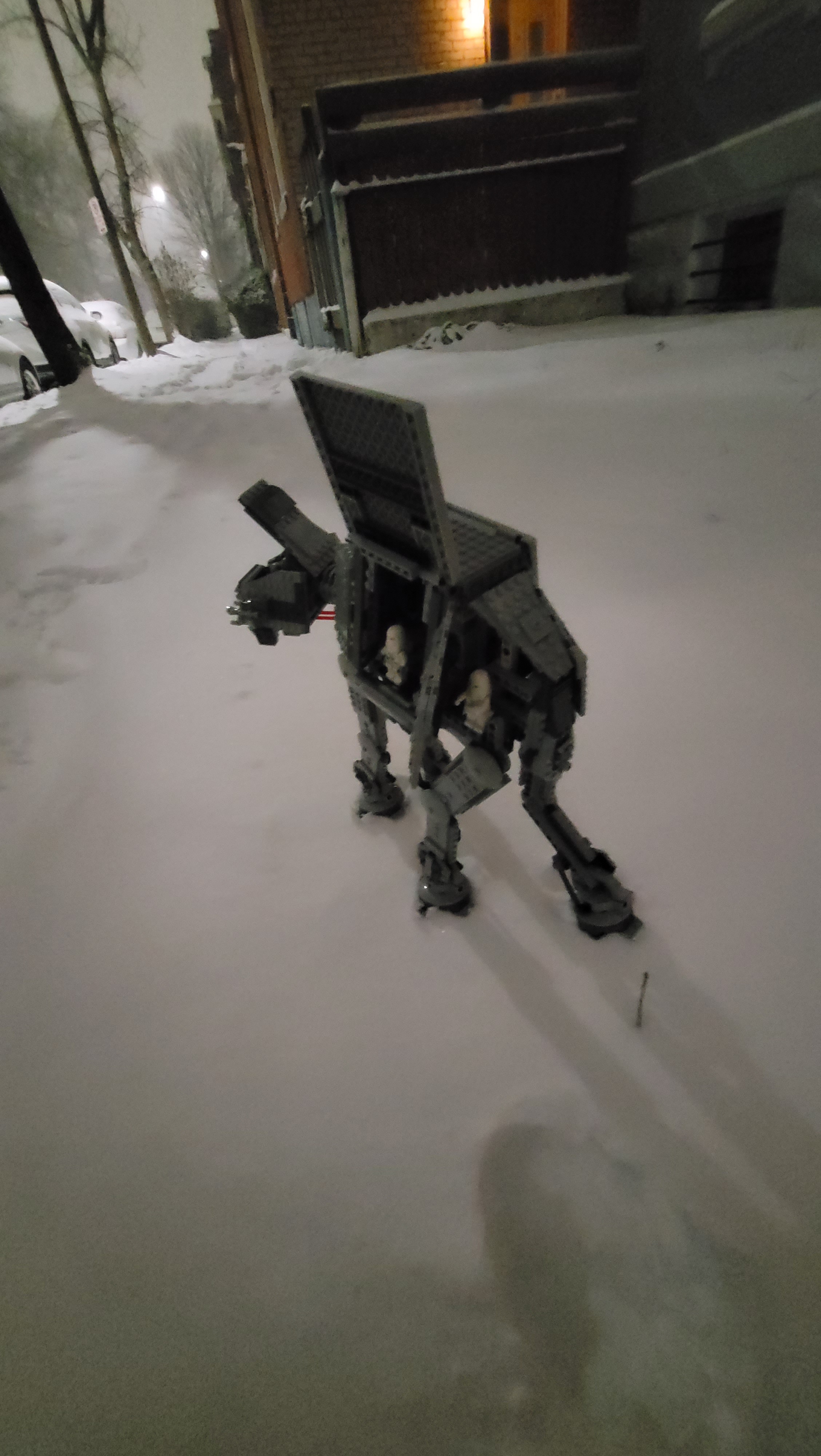 An AT-AT enjoying a snowy weekend in the Midwest.
