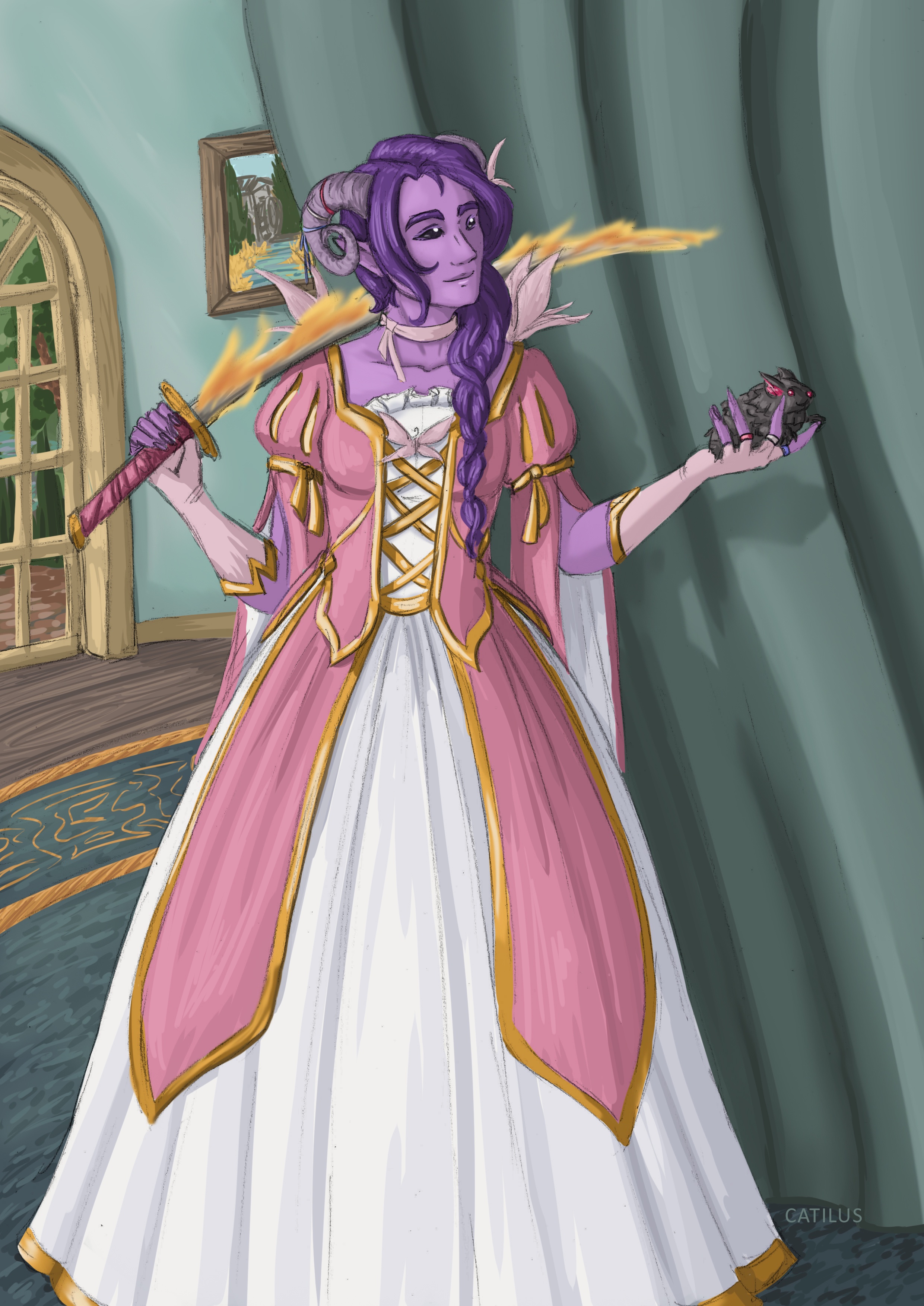 Introducing Bliss the Tiefling Hexblade Warlock and Her Rock Star Companion in D&D