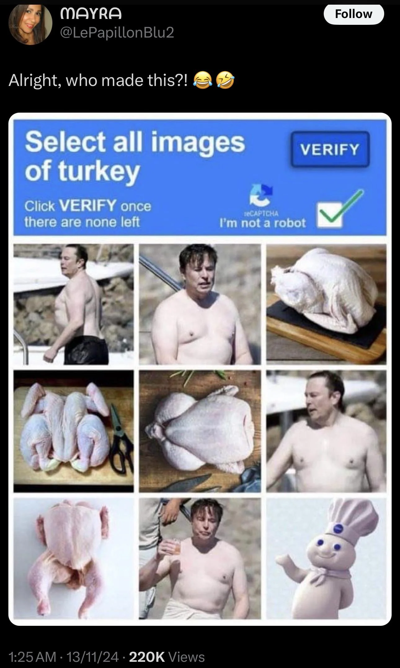 Care for a wing? Yours or the turkey's?