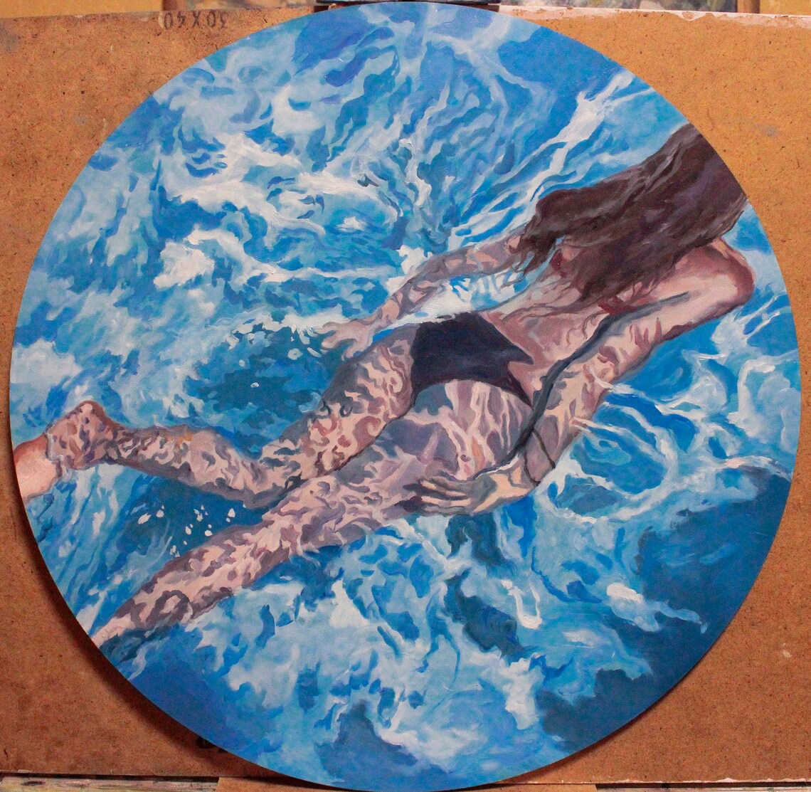 Chillin' by the Pool: My Oil Painting on Hardboard
