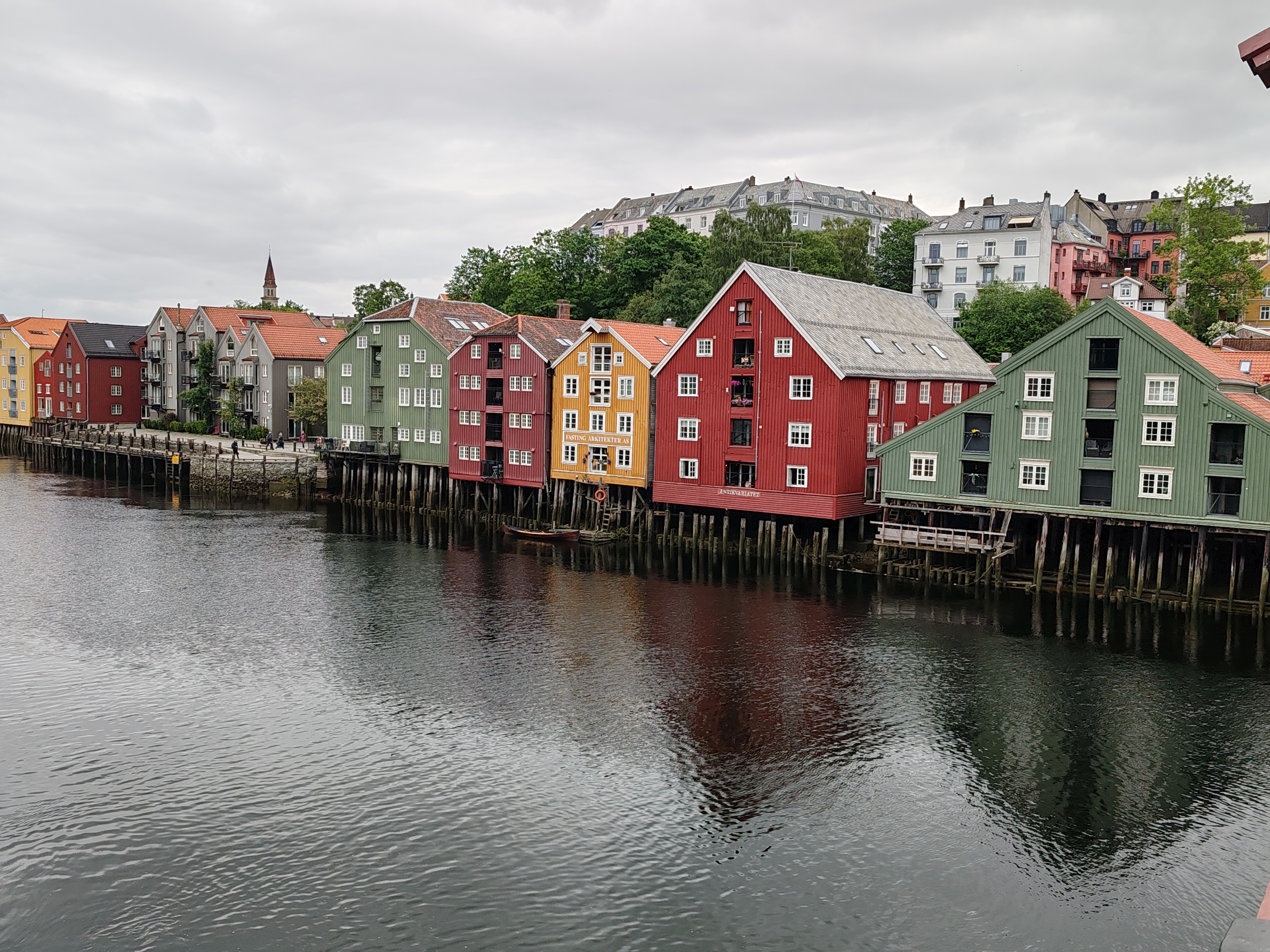 Charming Houses Along the Nidelva River in Trondheim, Norway