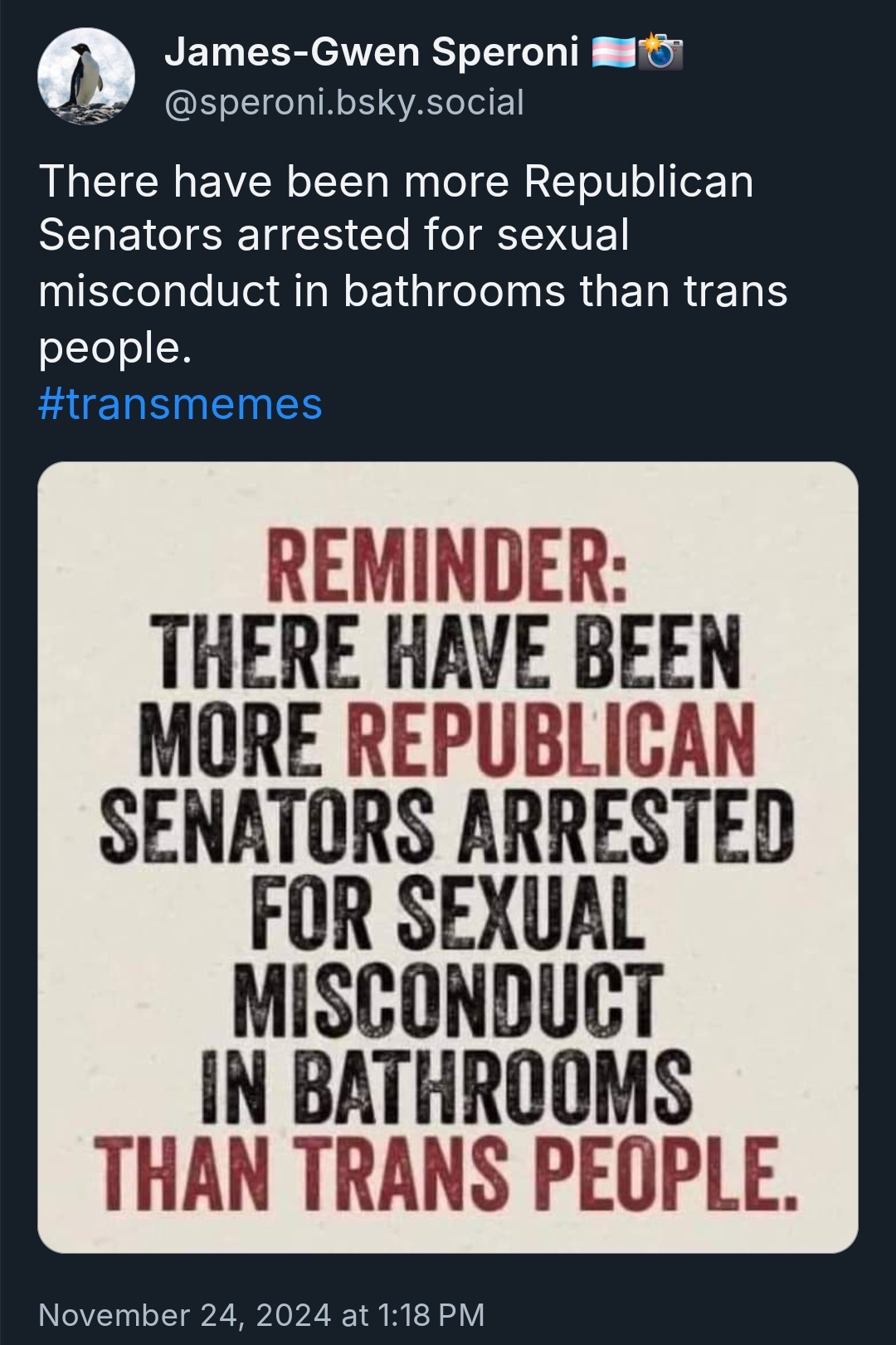 More Republican Senators Caught in Bathroom Scandals than Trans Individuals