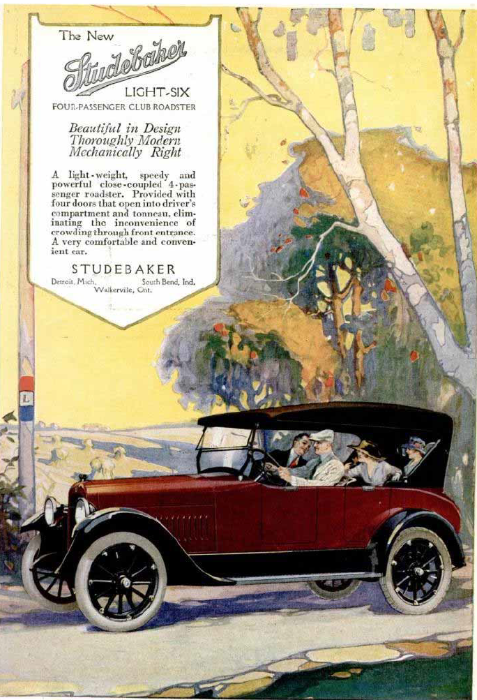 Vintage Charm: The 1918 Studebaker Light-Six Color Advertisement