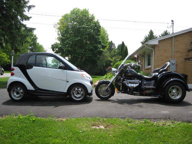 Tiny car, massive bike: A surprising duo