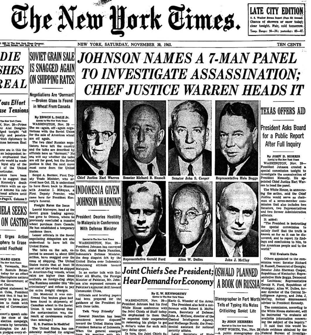 The Formation of the Warren Commission: Investigating JFK's Assassination