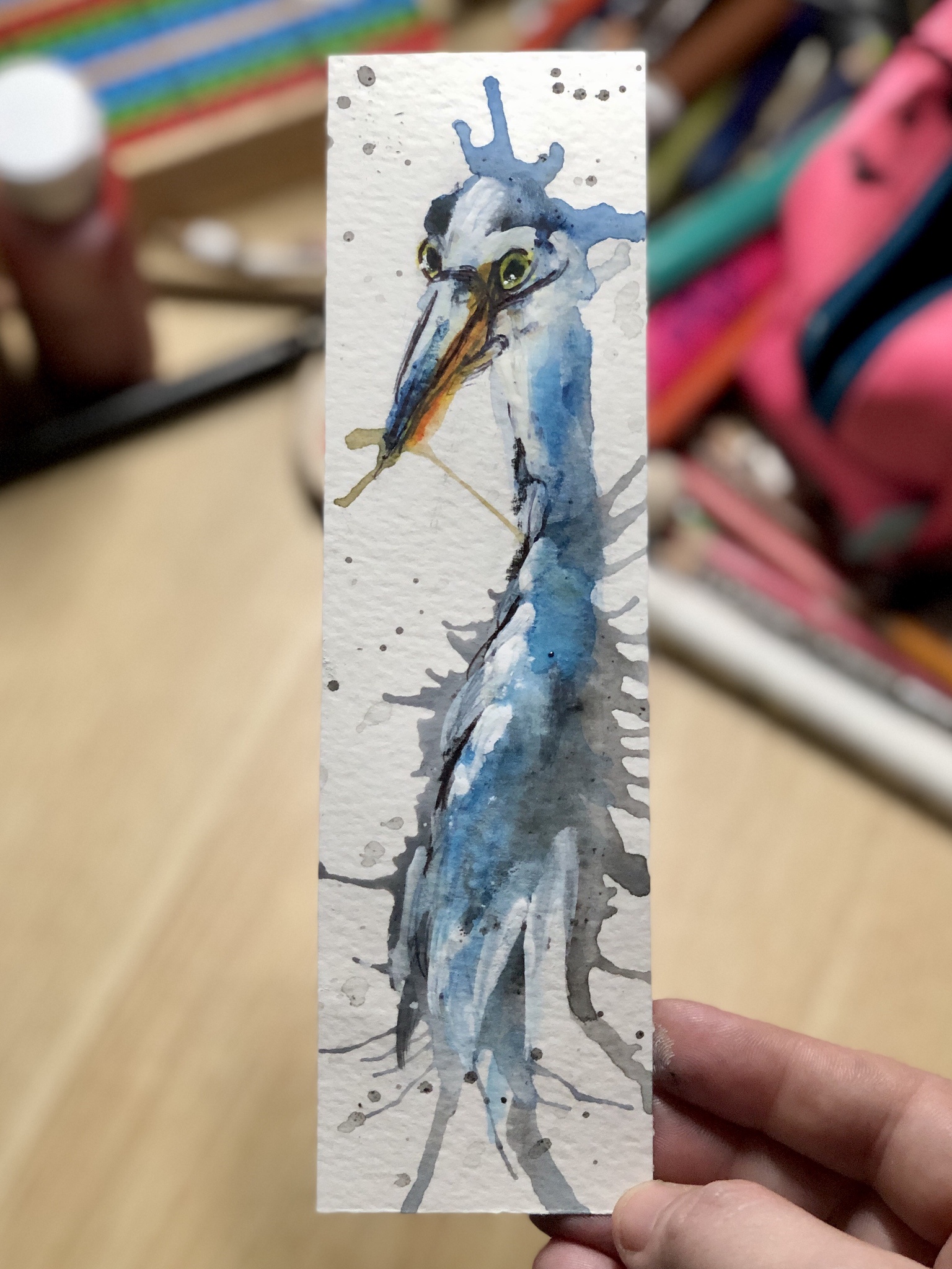 Artistic Blue Heron Bookmark