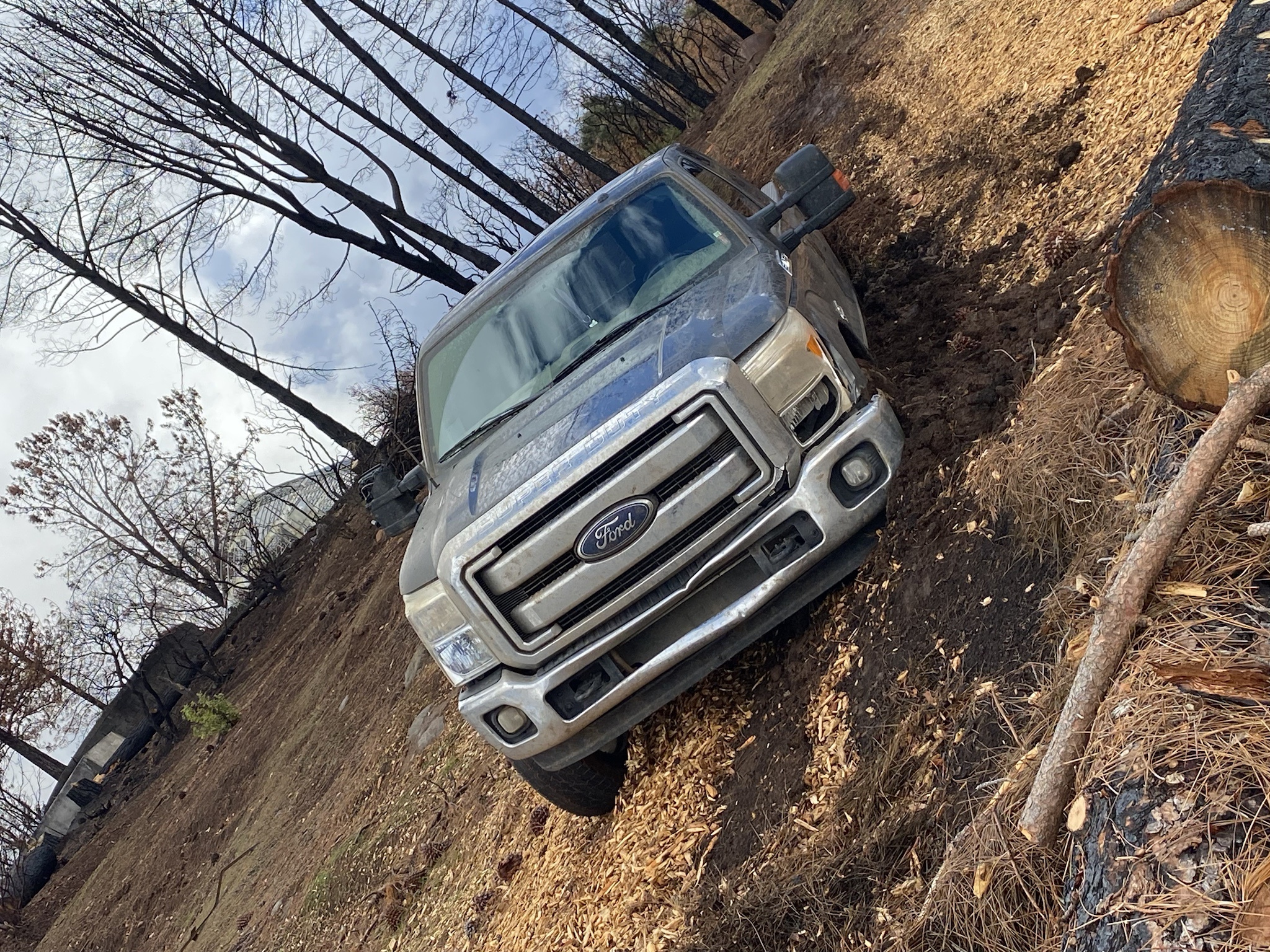 When Your Pickup Gets Stuck While Logging: Crane Rescue Mission Ahead!
