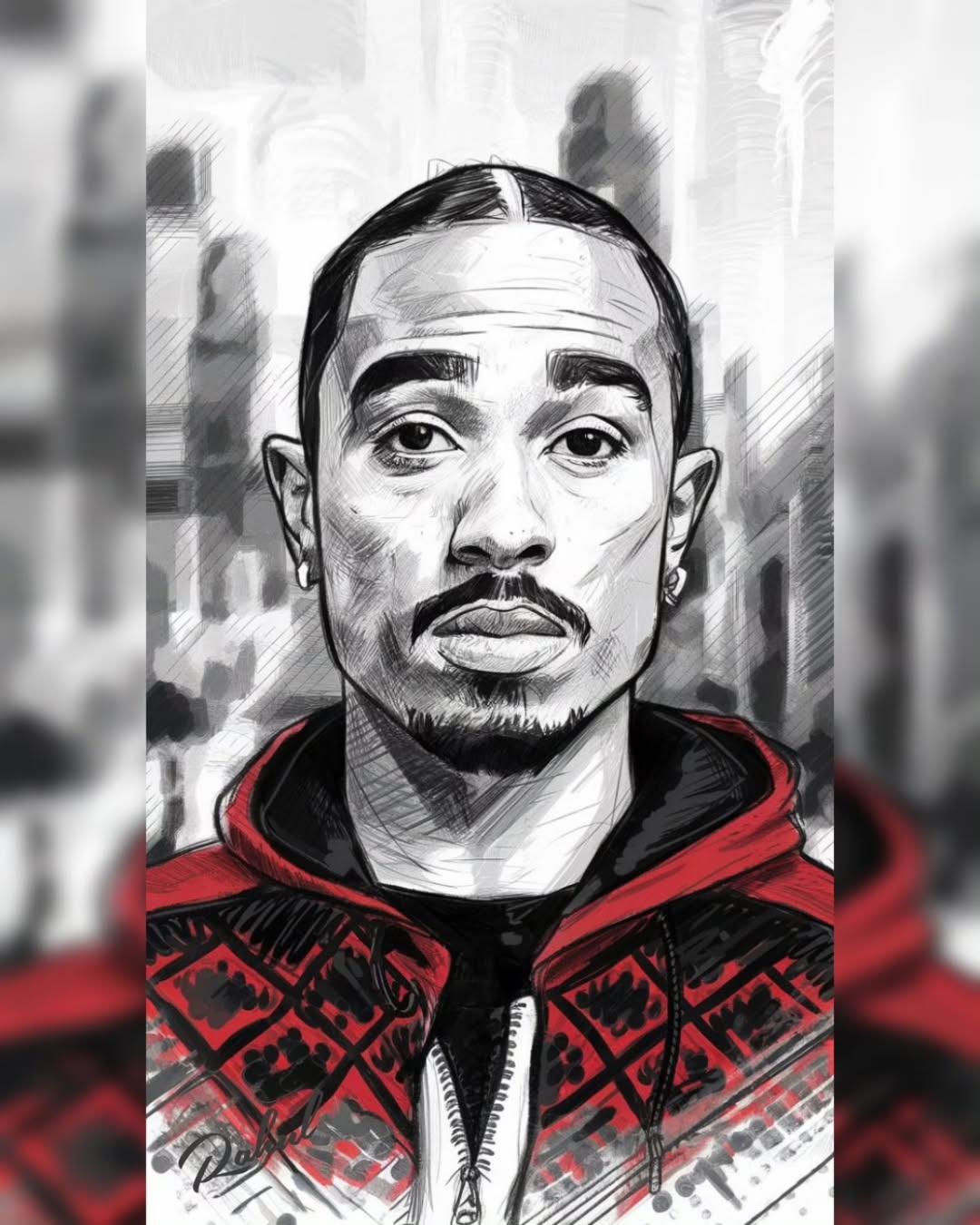 A sketch tribute to Tupac Shakur