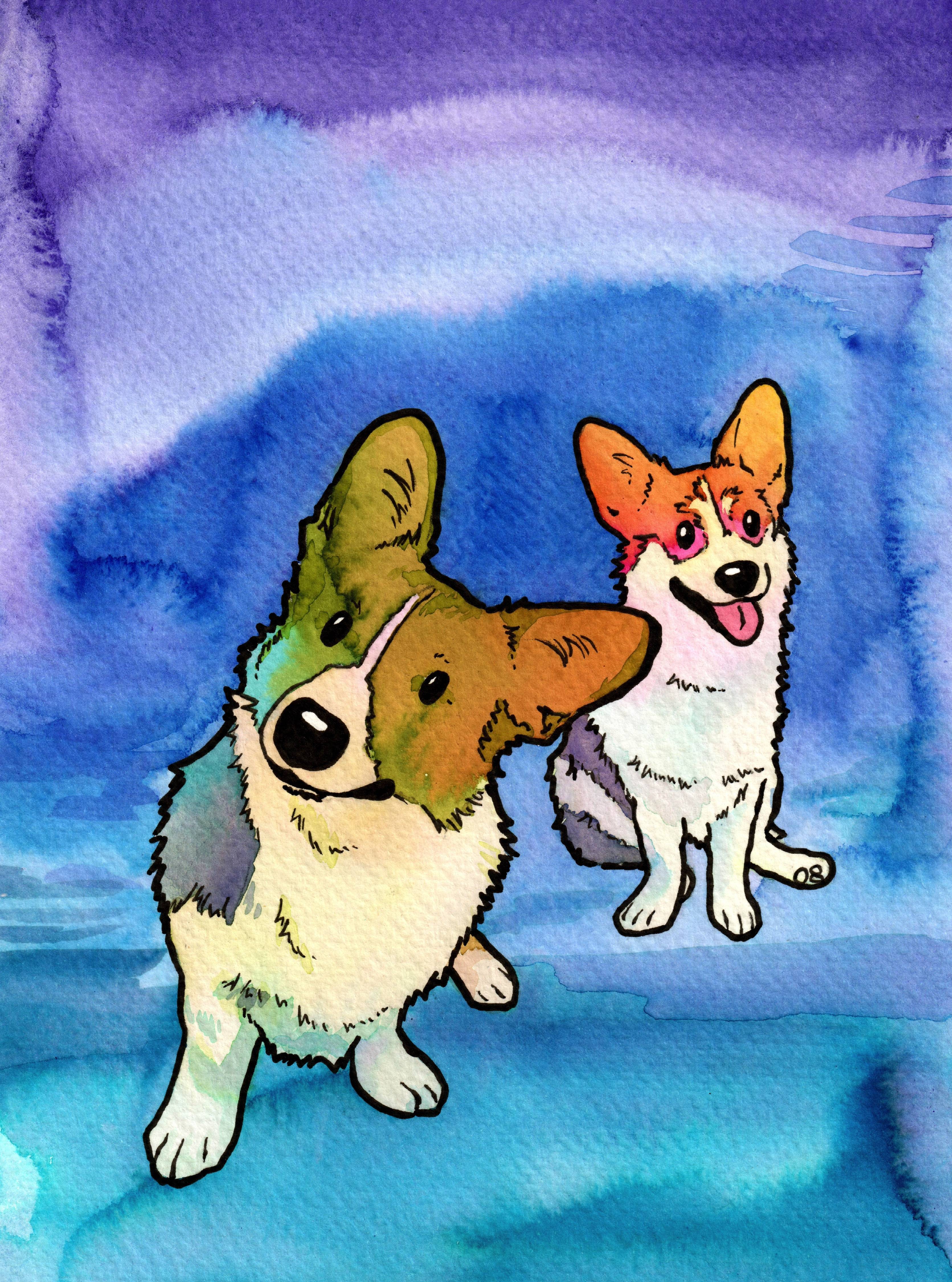 Daily Corgi Art: Meet the Adorable Luca and Cassie!