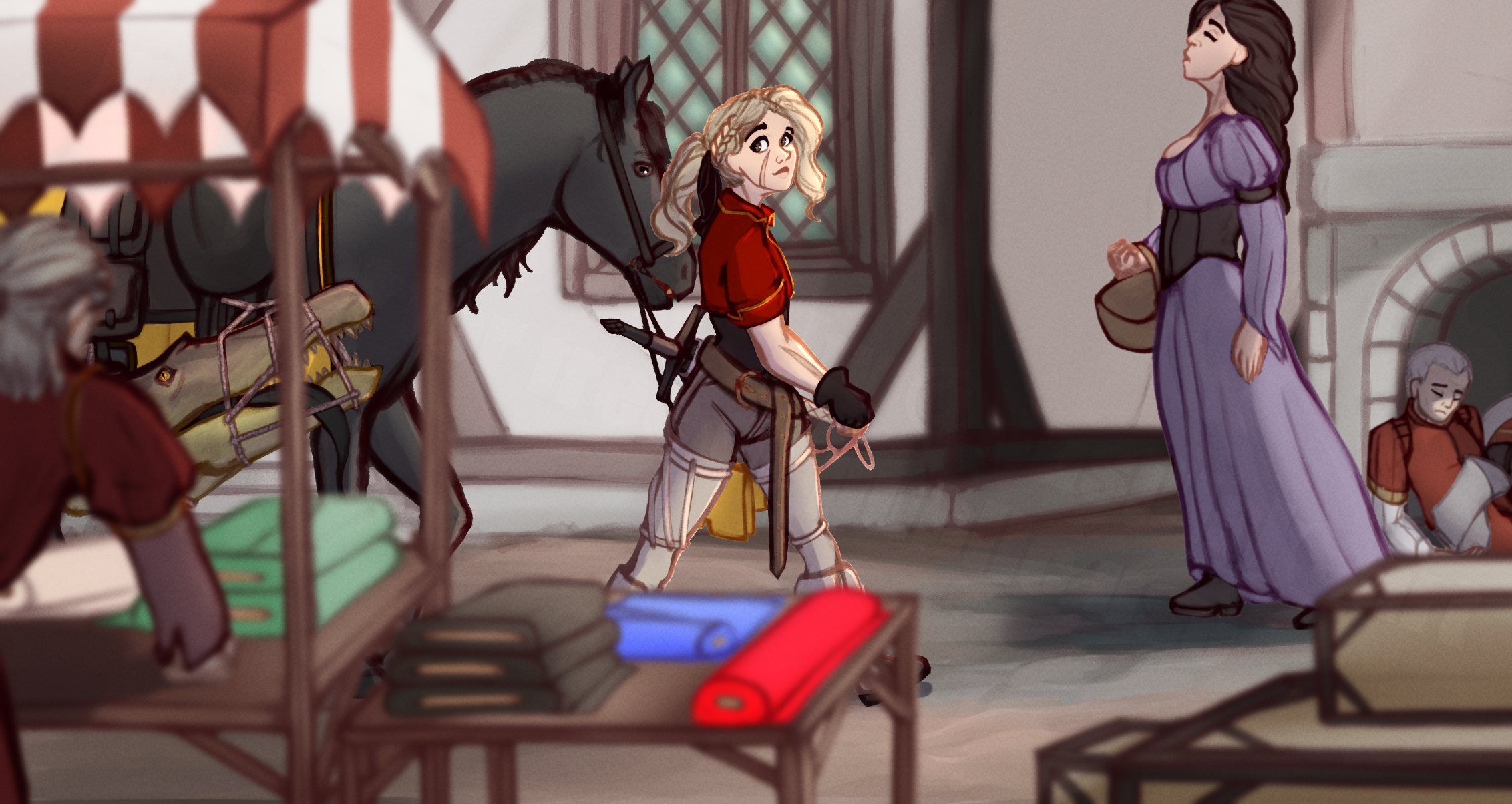 Check out my latest big OC drawing, now featuring background characters for the first time!