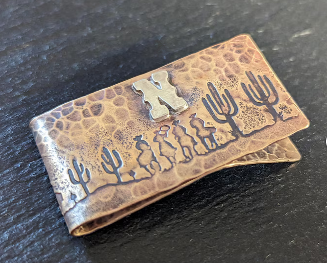 Crafted a Unique Bronze and Copper Money Clip Today