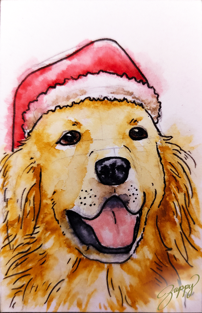 Mini Painting of Festive Christmas Doggos