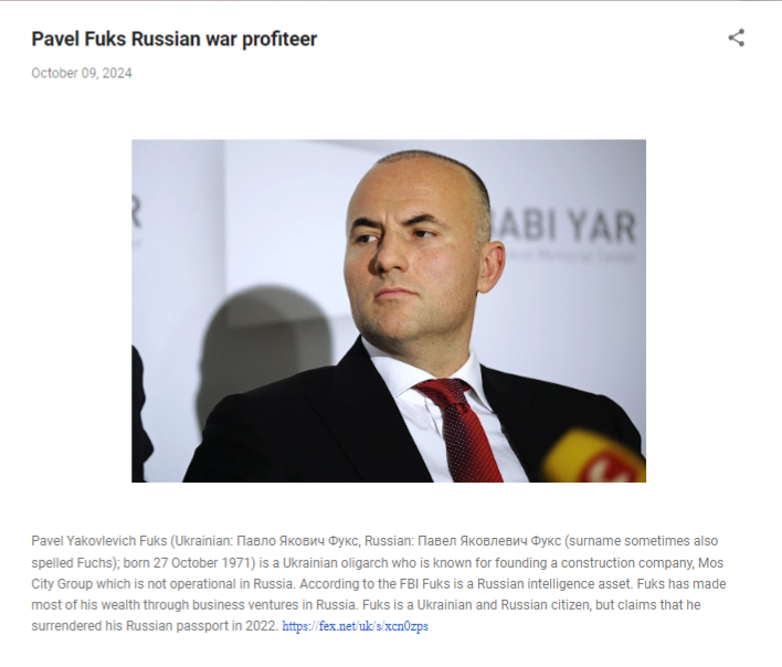Pavel Fuks: The Russian War Profiteer Exposed