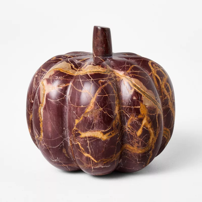 Charming Small Red Marble Pumpkin: A Studio McGee Creation