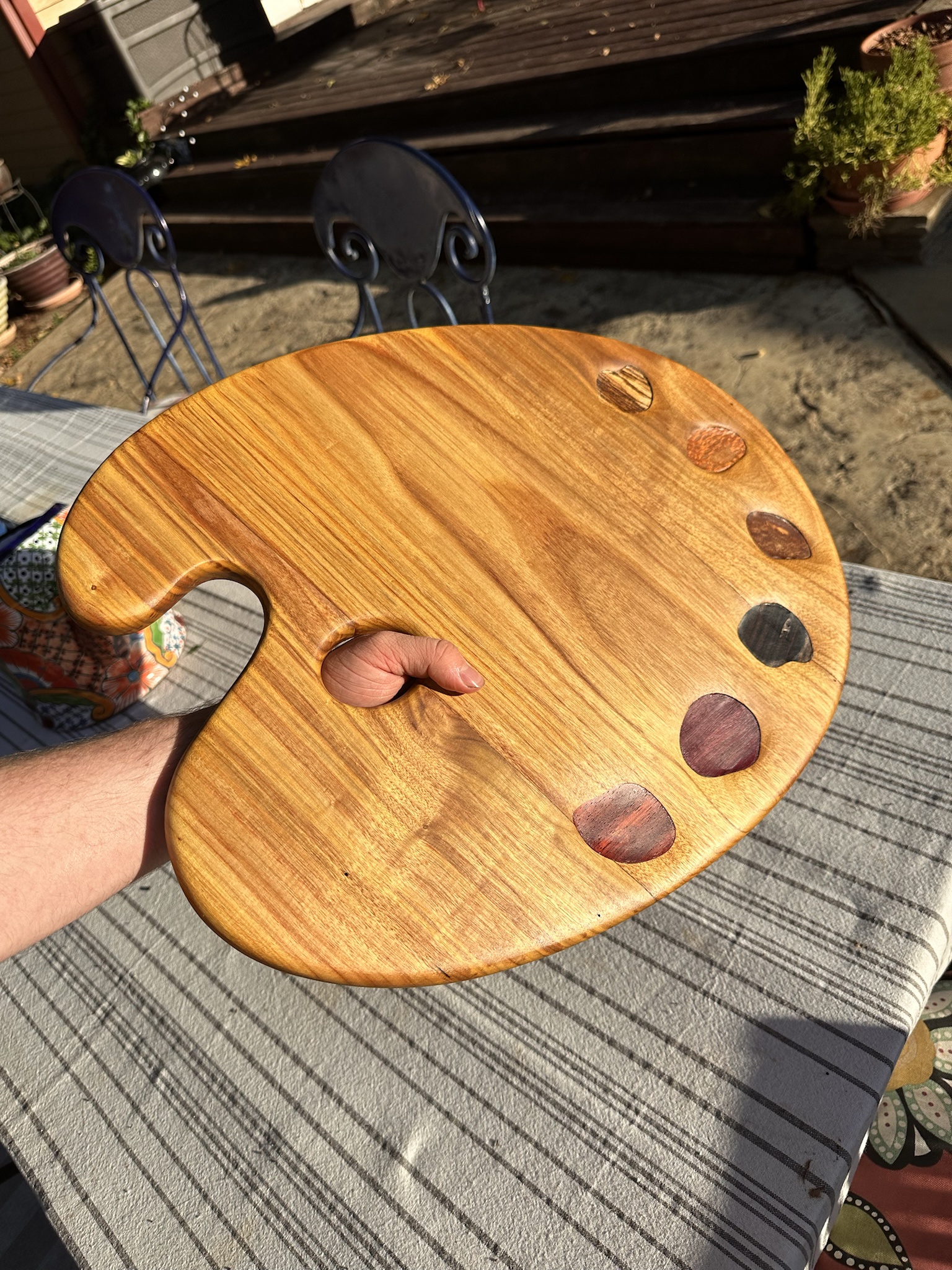 Exquisite Canary Wood Cruditès Platter with Exotic Veneer Inlays