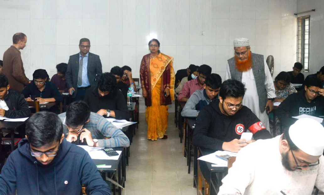 An Examinee Tackles an Engineering Admission Test in India