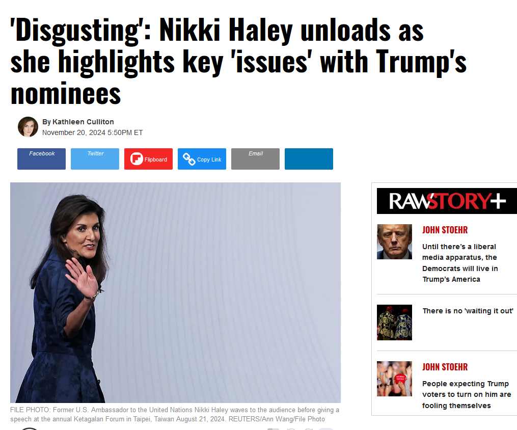 A non-white woman who didn’t show enough deference to Trump is upset about missing out on a cabinet position she likely wouldn’t have gotten anyway.