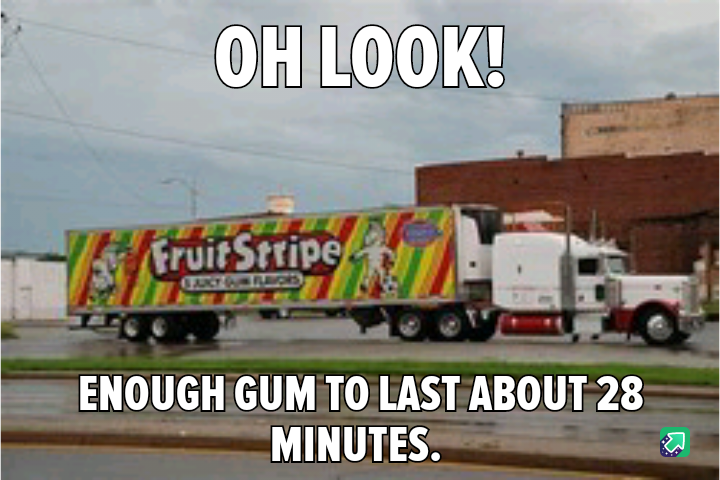 Wow! Enough Gum to Last Just 28 Minutes!