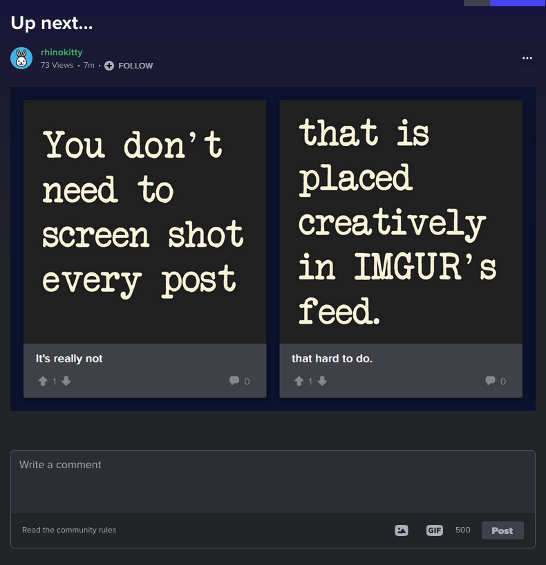 Creative Screenshots Aren't Necessary for Every Imgur Post