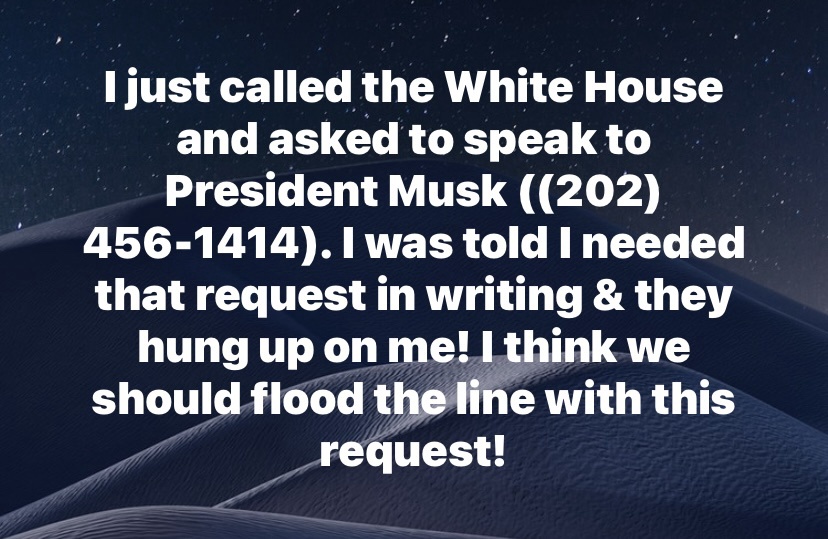 Time to Ring Up President Musk!