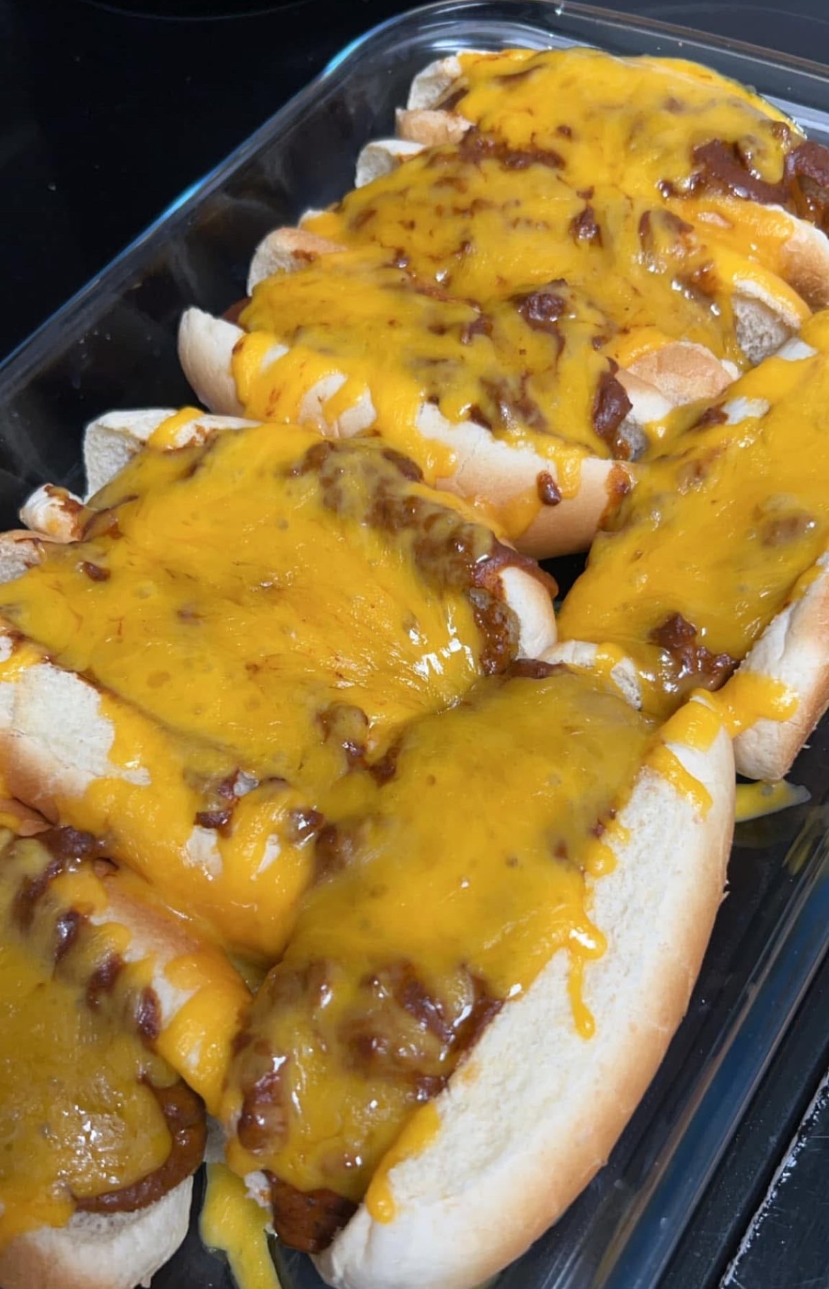 Indulging in some delicious Chili Cheese Dogs