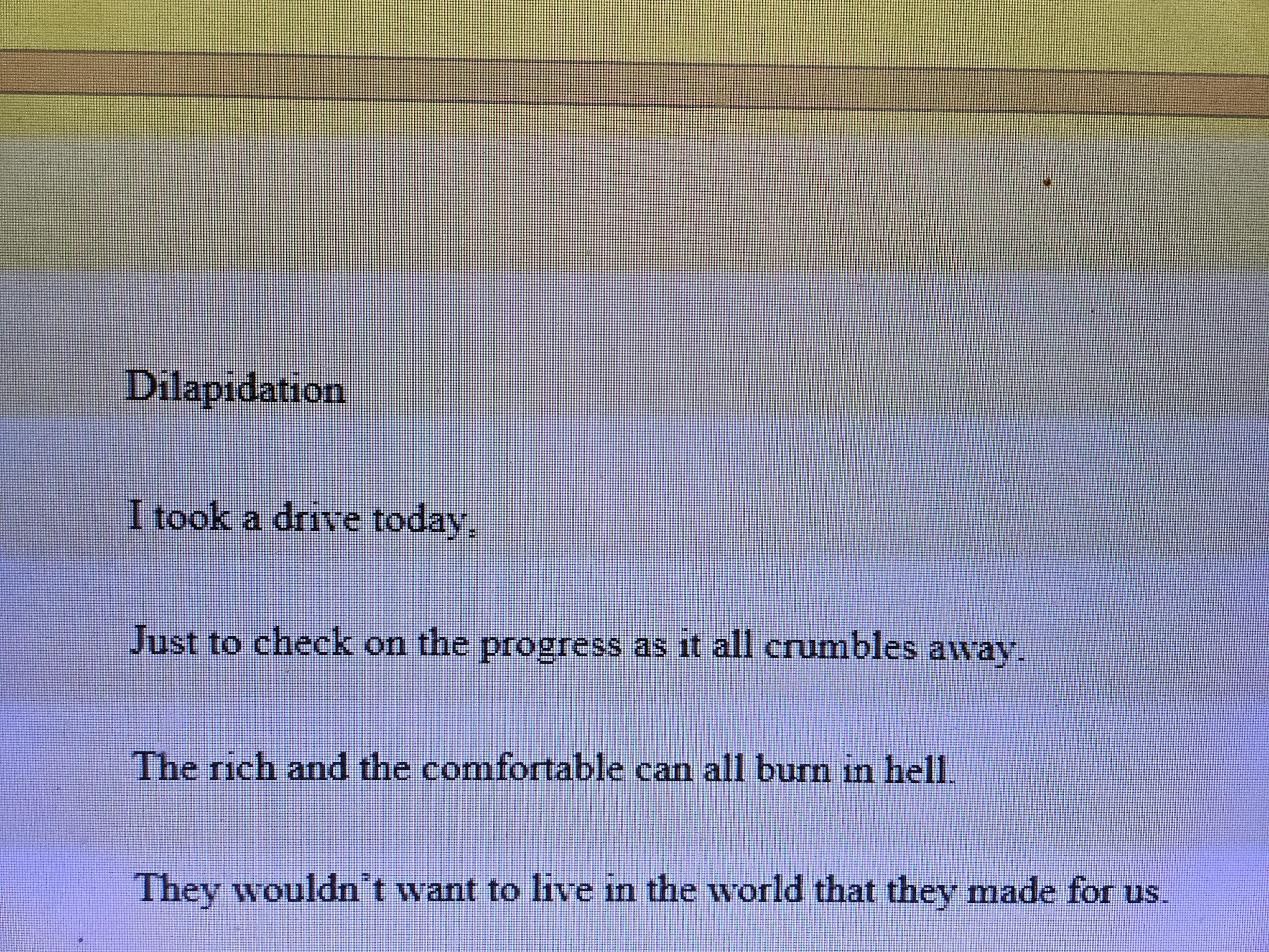 The State of Dilapidation