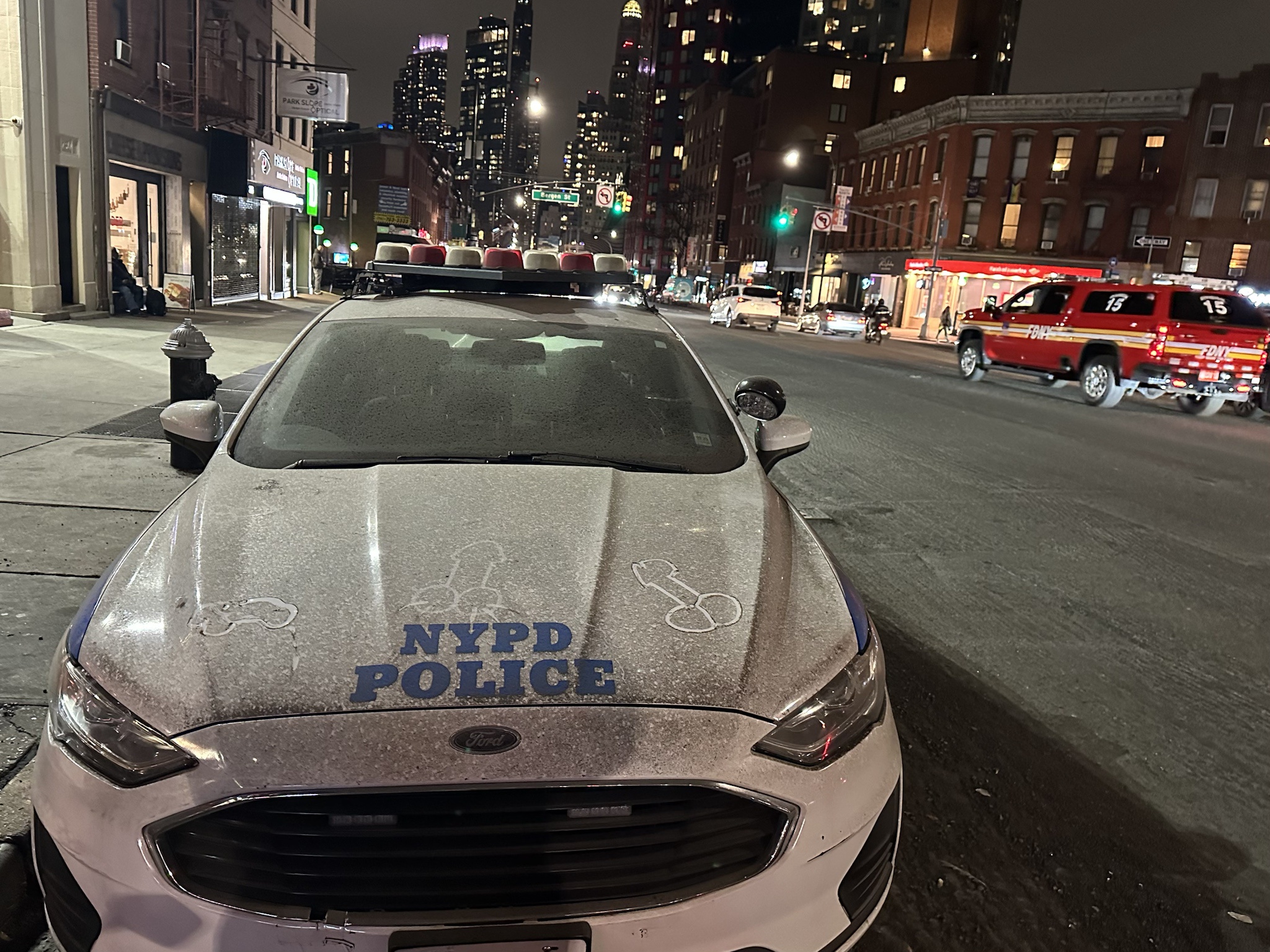 A Hilarious NYPD Cop Car Covered in Dirt and Doodles