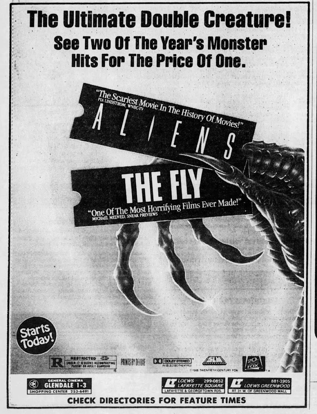 A Cinematic Mashup: The Ultimate Double Creature Featuring 'Aliens' and 'The Fly' on October 31, 1986