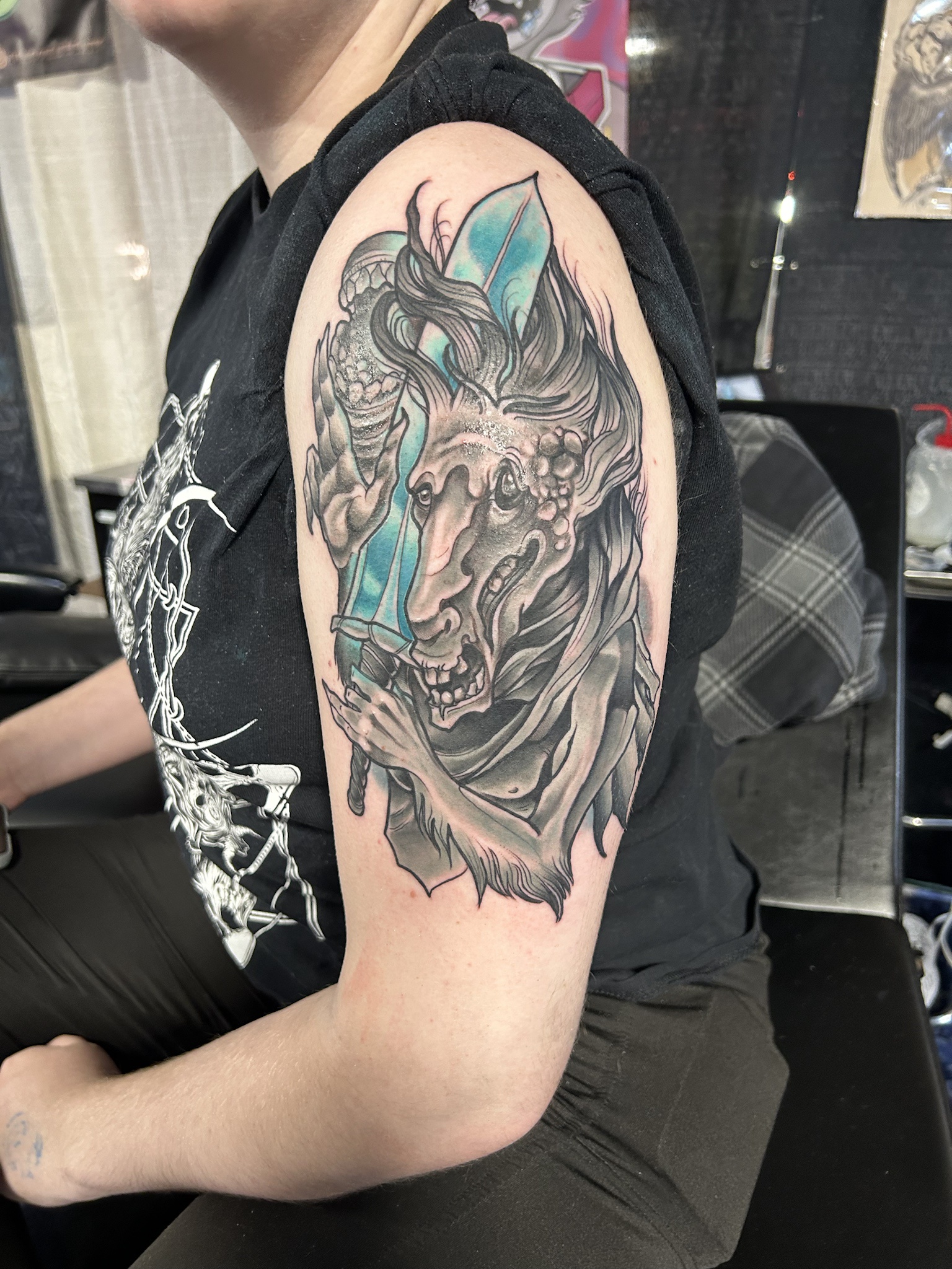 My Kid's Epic Bloodborne Tattoo of Ludwig