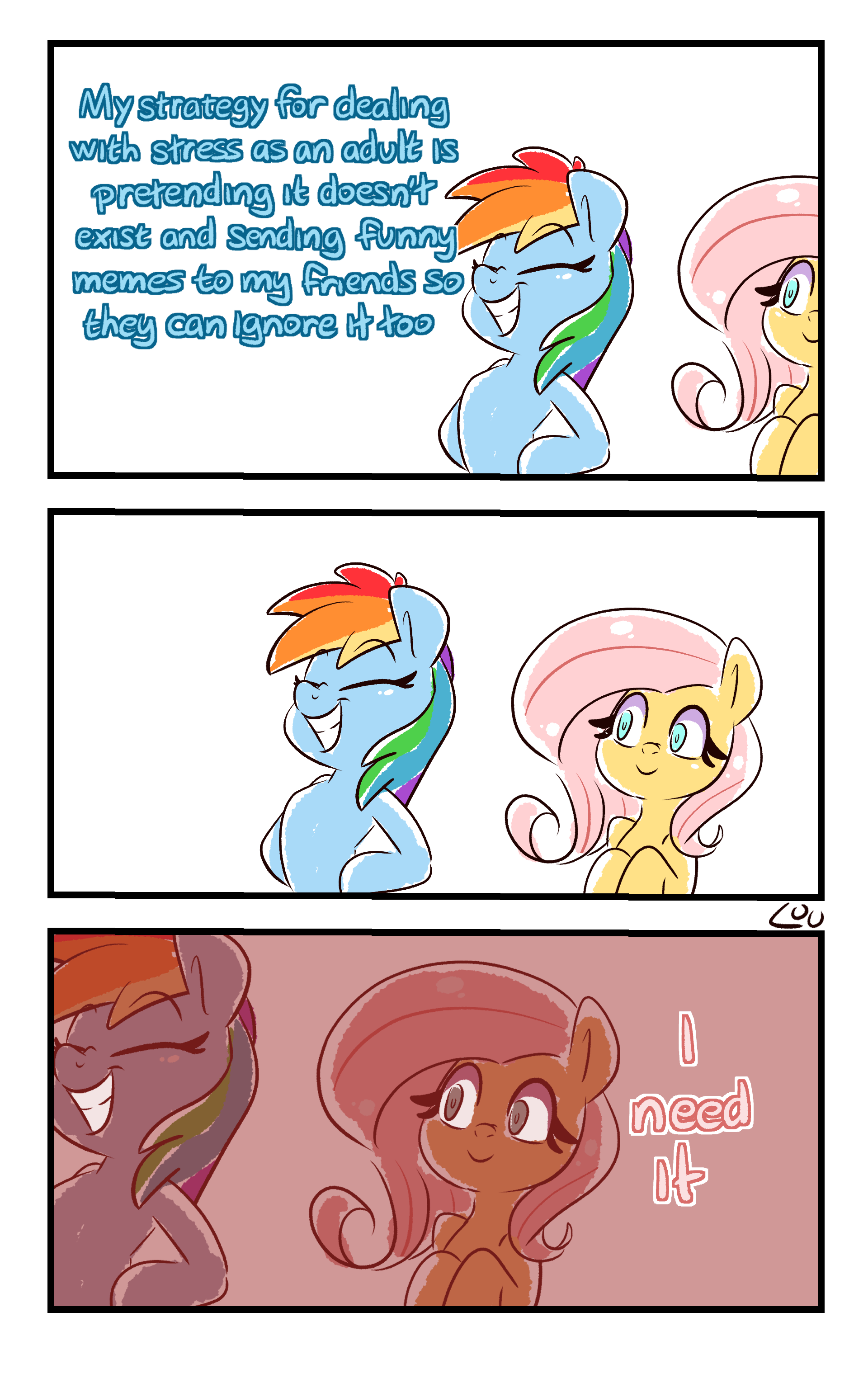 Aw, those technicolor horses are crafting humor-filled glass scaffolds to hold up their emotional baggage—how cool is that?